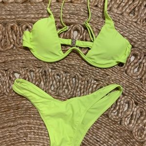 Neon yellow wired bikini